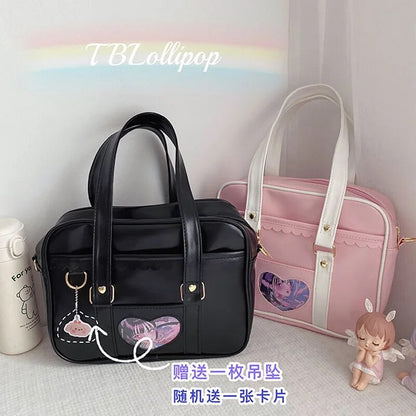 Bolso Estilo Harajuku + Llavero. Material Cuerina 27x21x8Cms