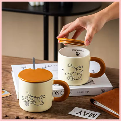 Taza Gatito + Tapa + Cuchara. 400ml