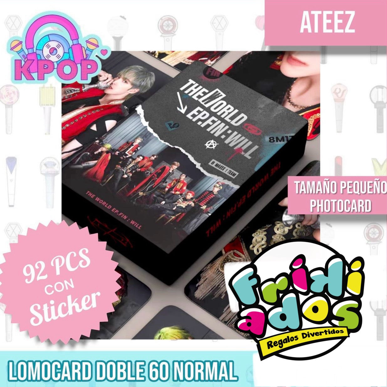 Set 92 PCS “Ateez”. 60 Photocards + 32 Mini Stickers.