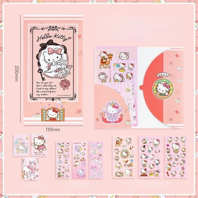 Set 6 Láminas de Stickers + 3 Mini Cartones + Carpeta “Sanrio”