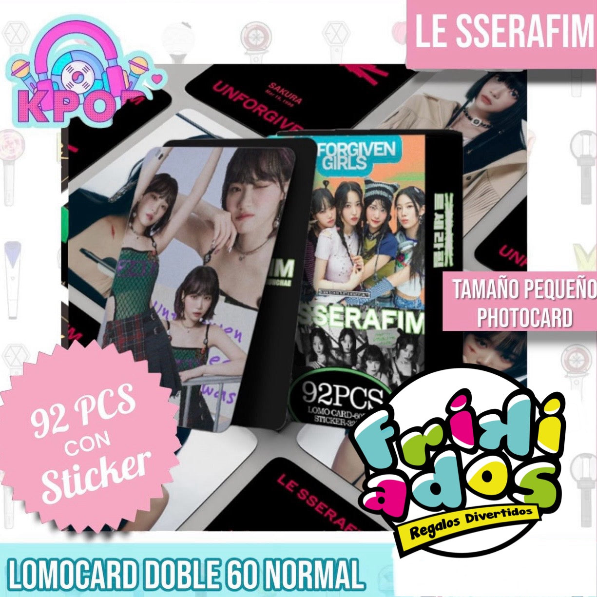 Set 92 PCS “Le sserafim”. 60 Photocards + 32 Stickers.