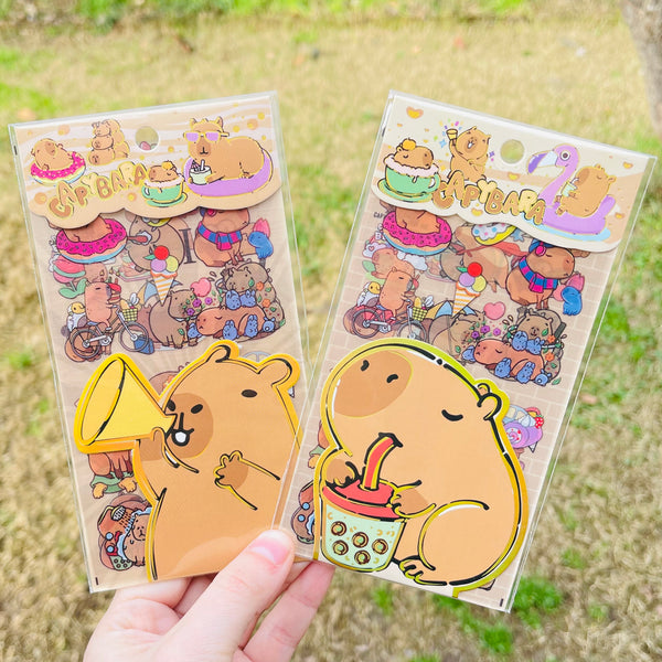 Set 4 Láminas de Stickers “Capybara”.