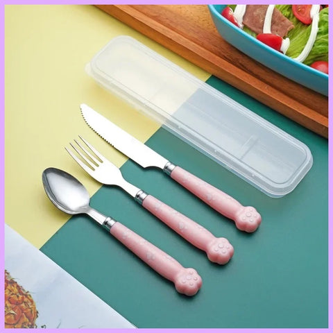 Set Tenedor + Cuchara + Cuchillo + Cajita “Patitas”