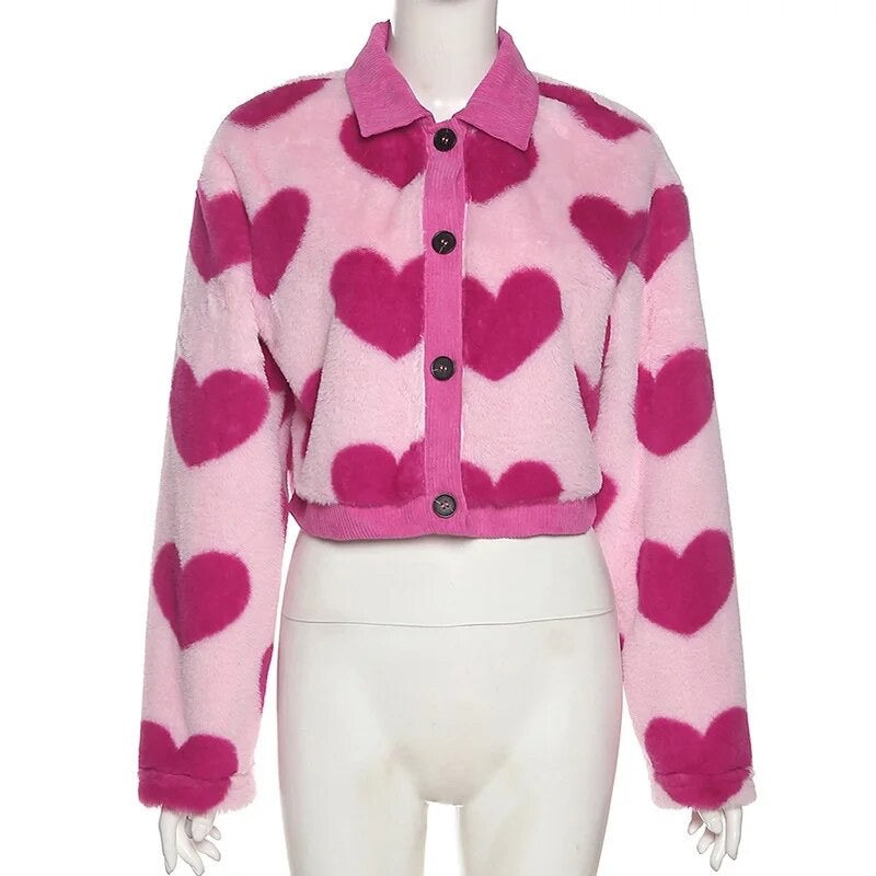 Chaqueta corta Felpuda “Corazones”