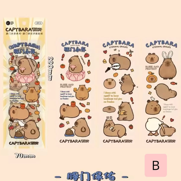 Set 3 Láminas De Stickers “Capybara”