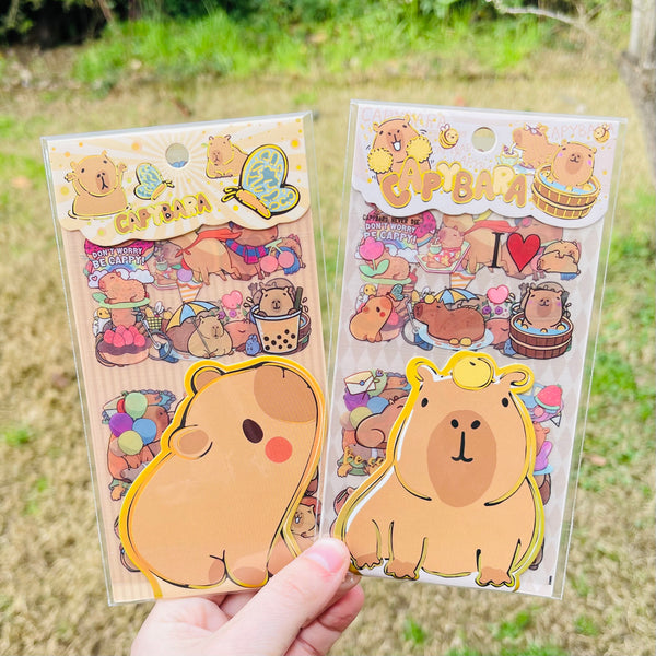 Set 4 Láminas de Stickers “Capybara”.