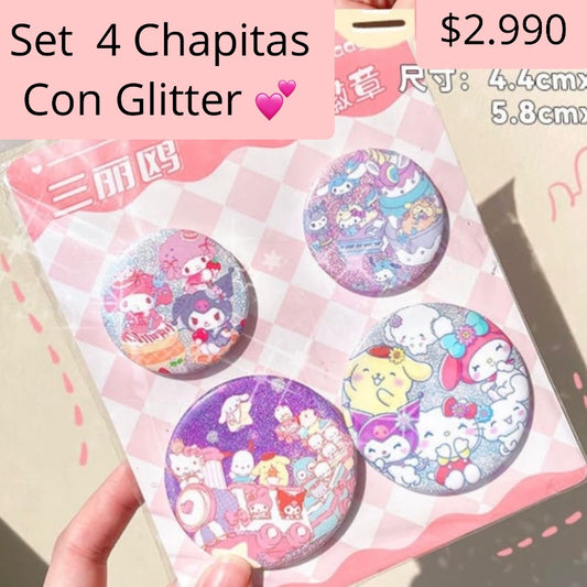 Set 4 Chapitas “Sanrio”