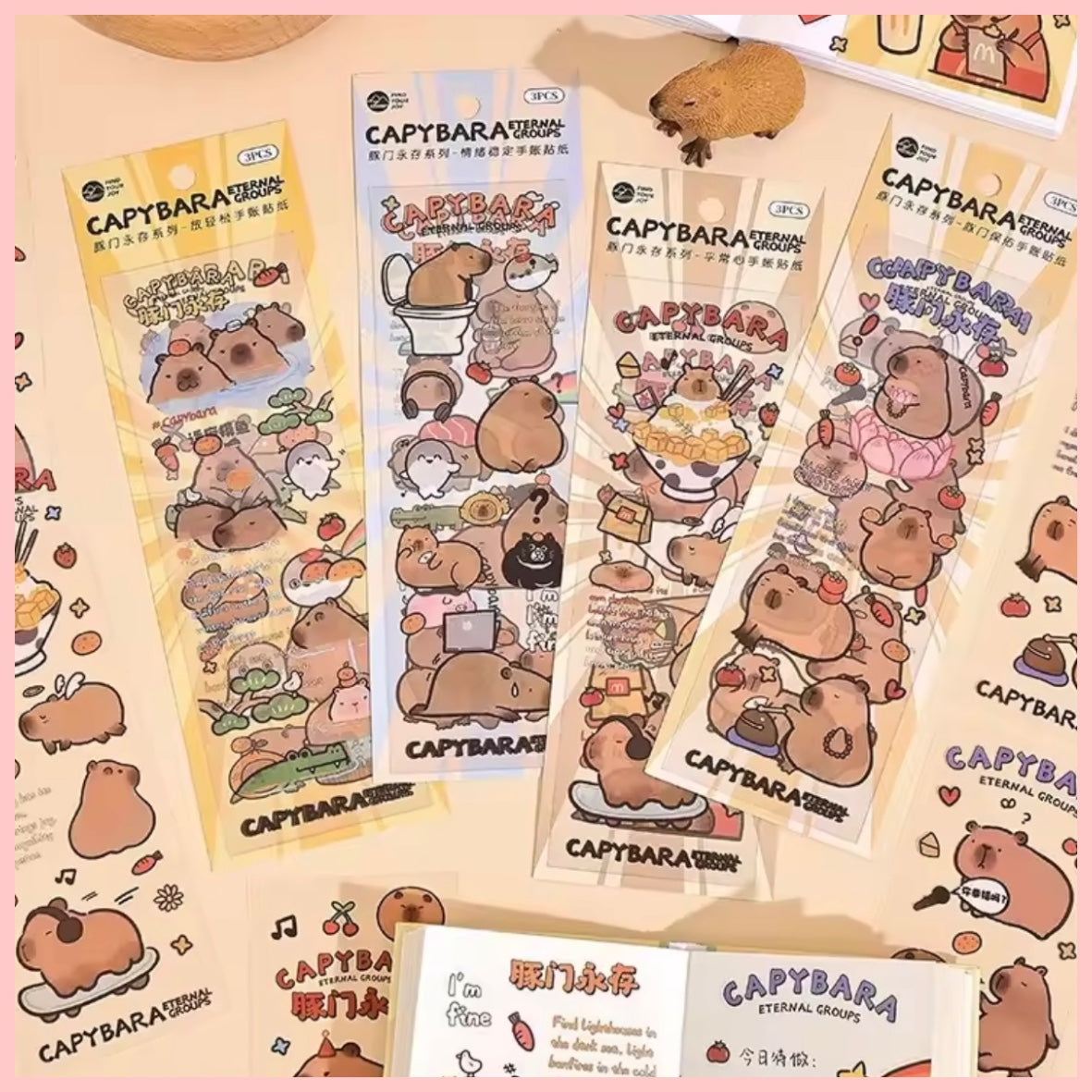 Set 3 Láminas De Stickers “Capybara”