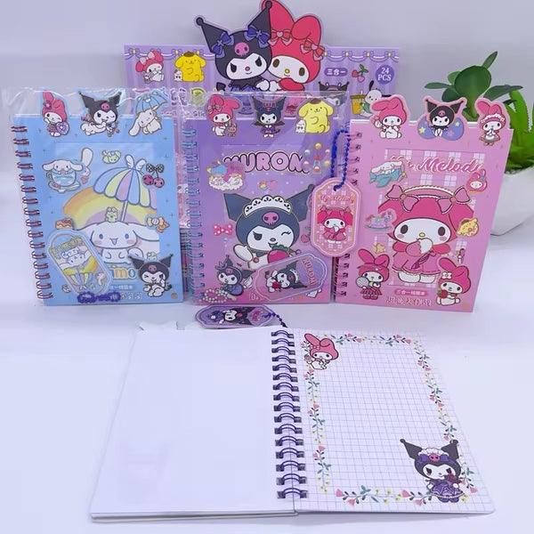 Libreta de Stickers + Hojas a Cuadros “Sanrio”. 25 Hojas 17x11Cms