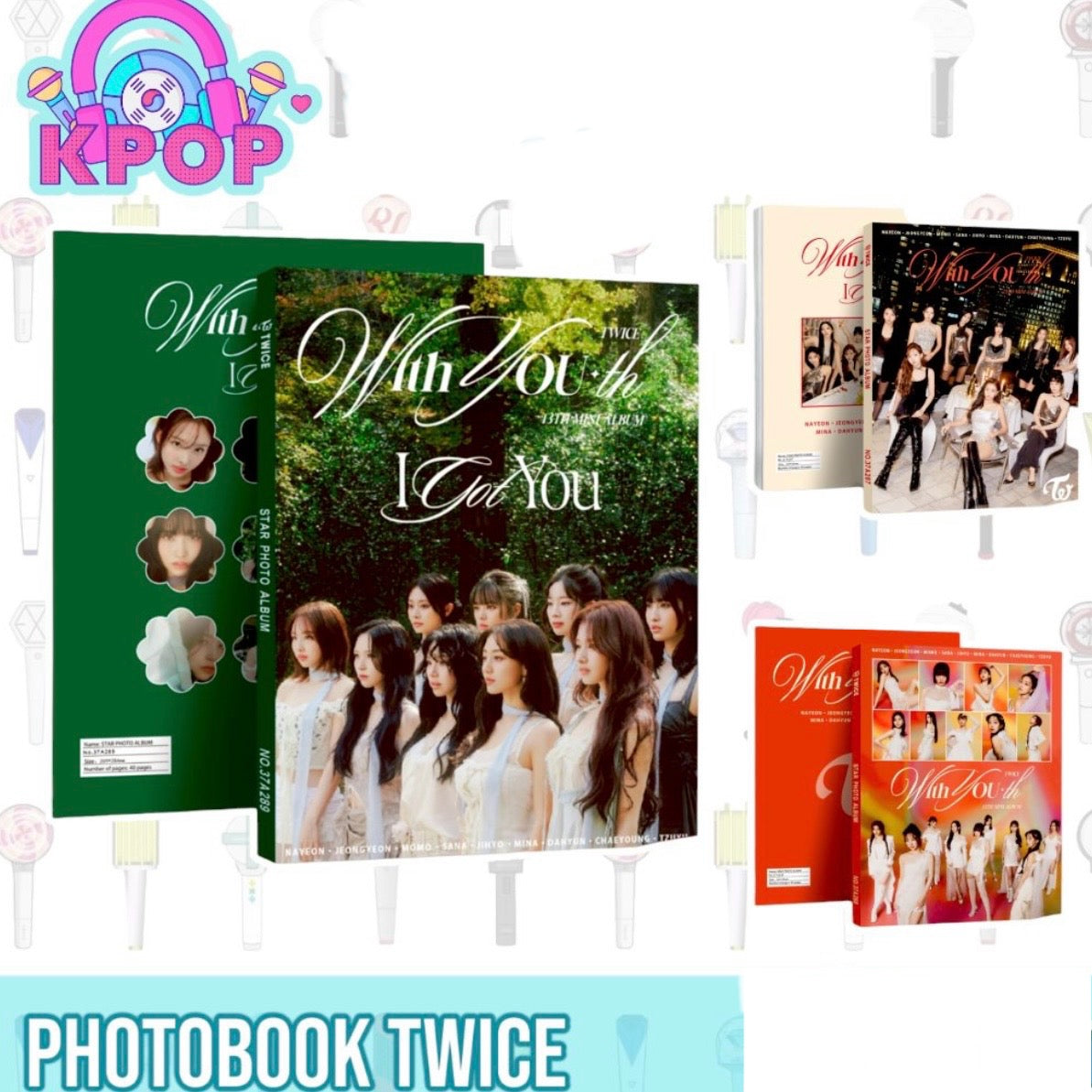 Photobook “Twice” + 4 PhotoCards + Lámina de Stickers. 40 Páginas 29x21Cms