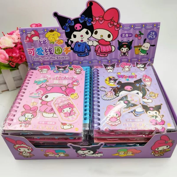 Libreta de Stickers + Hojas a Cuadros “Sanrio”. 25 Hojas 17x11Cms