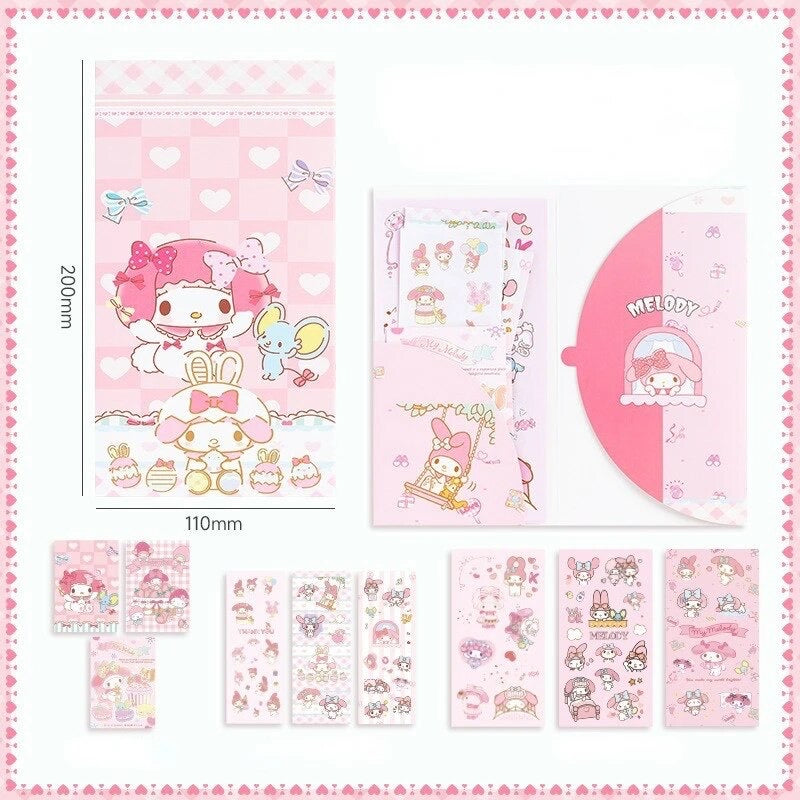 Set 6 Láminas de Stickers + 3 Mini Cartones + Carpeta “Sanrio”