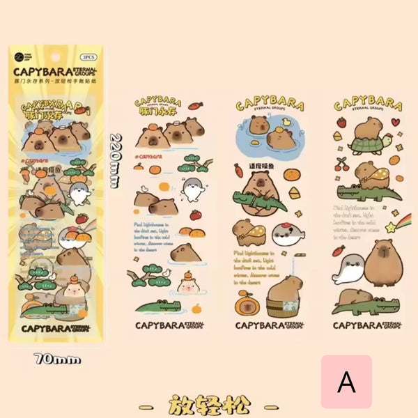 Set 3 Láminas De Stickers “Capybara”