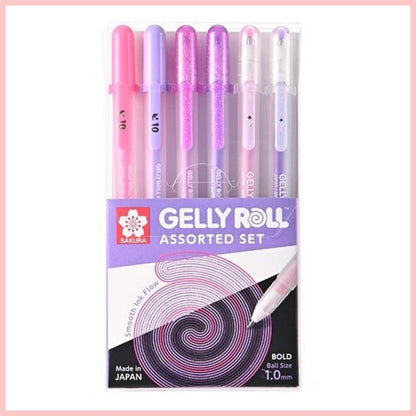 Set 6 Gelly Roll “Tonos Rosados y Morados”.