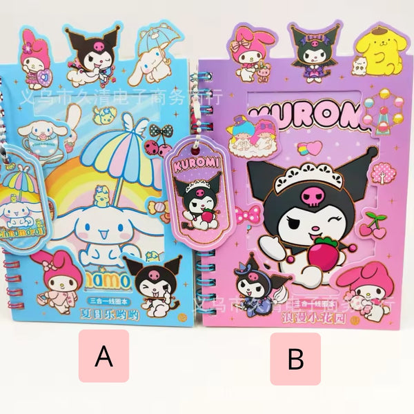 Libreta de Stickers + Hojas a Cuadros “Sanrio”. 25 Hojas 17x11Cms