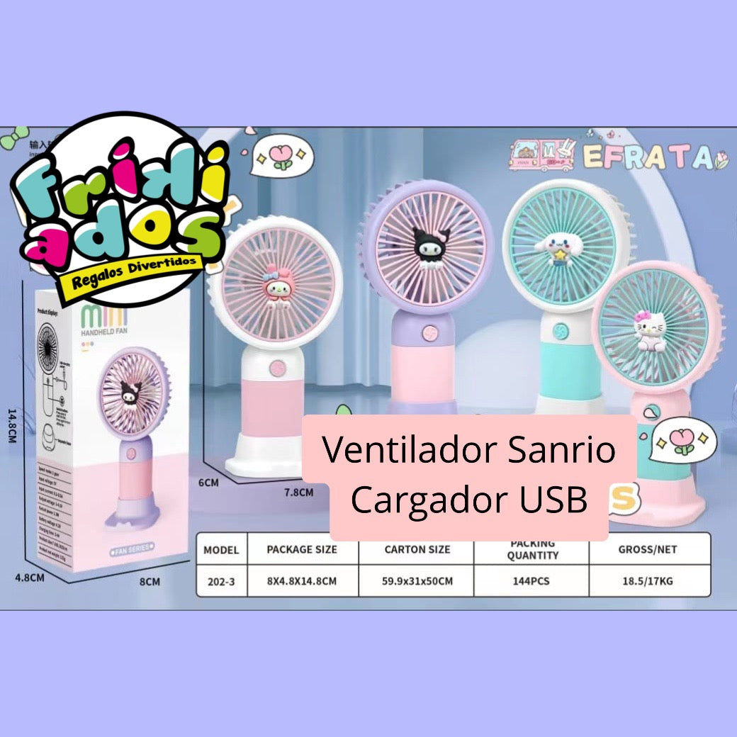 Ventilador “Sanrio”. Cargador USB