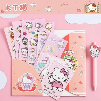 Set 6 Láminas de Stickers + 3 Mini Cartones + Carpeta “Sanrio”