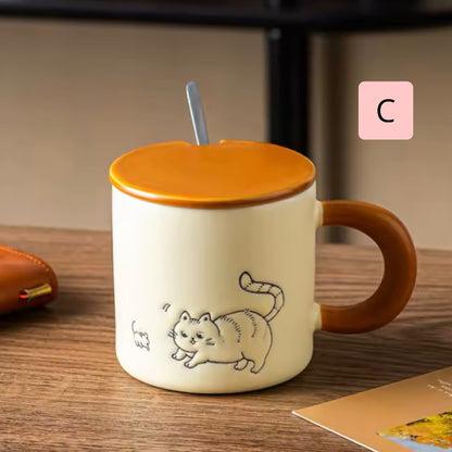 Taza Gatito + Tapa + Cuchara. 400ml