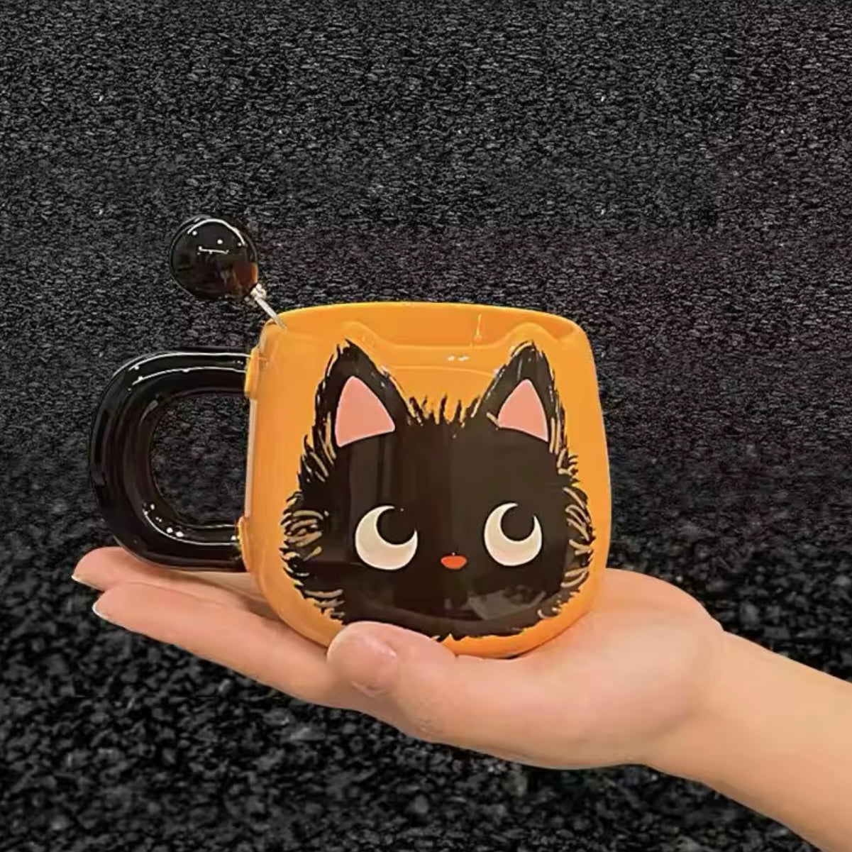 Taza + Cuchara “Gatito”. Material Cerámica, 400ml.