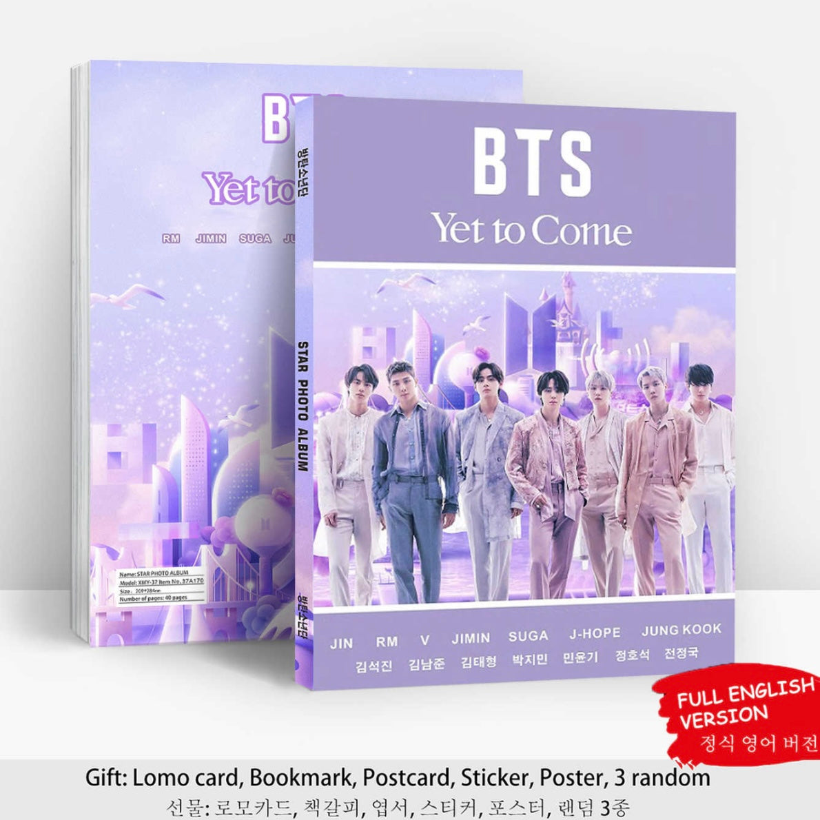 Photobook “BTS” + 4 PhotoCards + Lámina de Stickers. 40 Páginas 29x21Cms