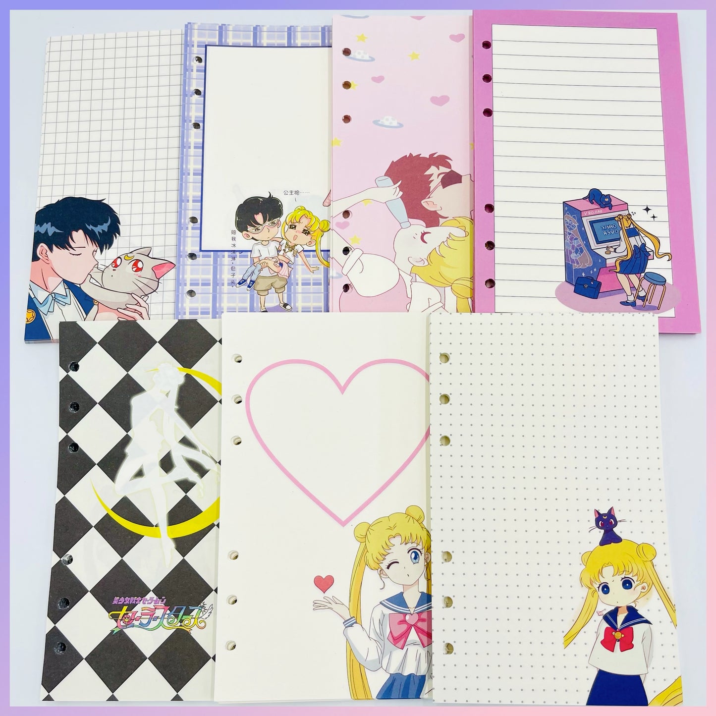 Set 40 hojas para planner Binder “Sailor Moon”, tamaño A6