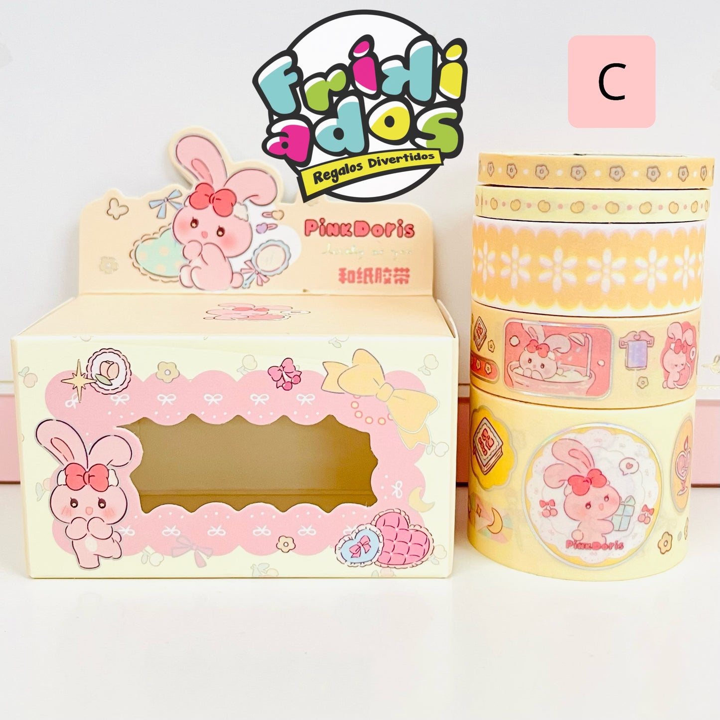 Set 5 Washi Tape con destellos Plateados.