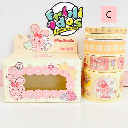 Set 5 Washi Tape con destellos Plateados.