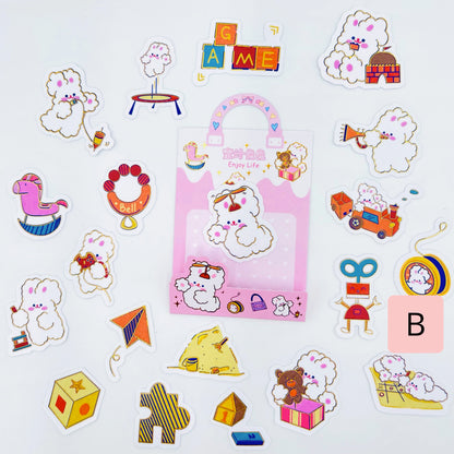 Set 20 Stickers con destellos dorados “Bunny”