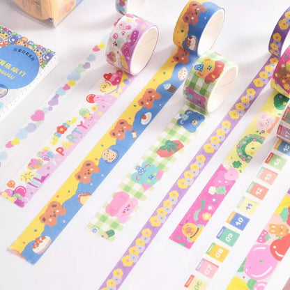 Set 5 Washi Tape + Mini lámina de Stickers