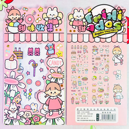 Set 4 Láminas de Stickers Kawaii, 18x11cms