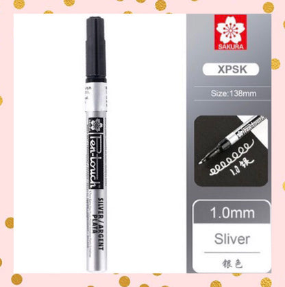 Marcadores permanentes de pintura Pen Touch Colores Plata-Oro-Cobre-Blanco, punta 1mm - Sakura - Frikiados