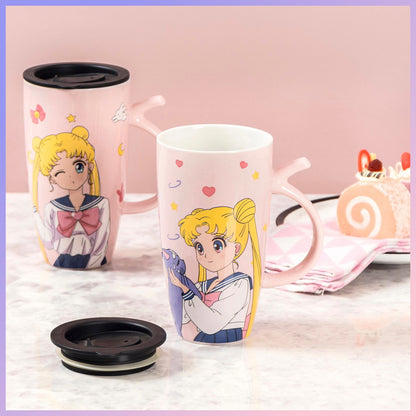 Taza + Tapa Hermética + cuchara “Sailor Moon”, material Cerámica, 580ml