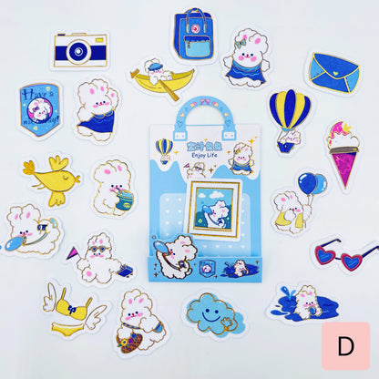 Set 20 Stickers con destellos dorados “Bunny”