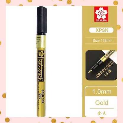 Marcadores permanentes de pintura Pen Touch Colores Plata-Oro-Cobre-Blanco, punta 1mm - Sakura - Frikiados