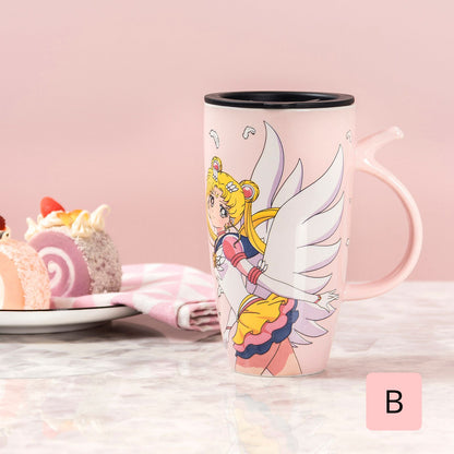 Taza + Tapa Hermética + cuchara “Sailor Moon”, material Cerámica, 580ml