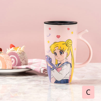 Taza + Tapa Hermética + cuchara “Sailor Moon”, material Cerámica, 580ml