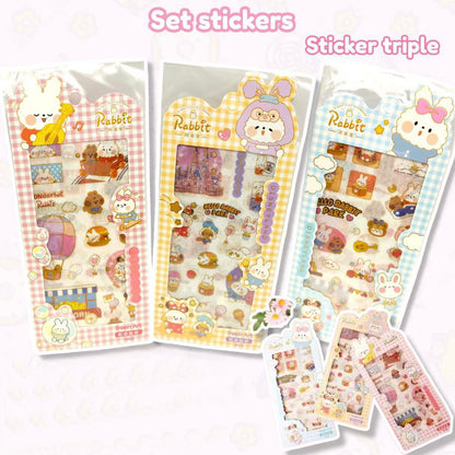 Set de 3 Láminas de Stickers con Foil Dorado