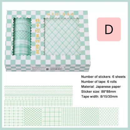 Set 6 Washi Tape y 6 Stickers Decorativos.