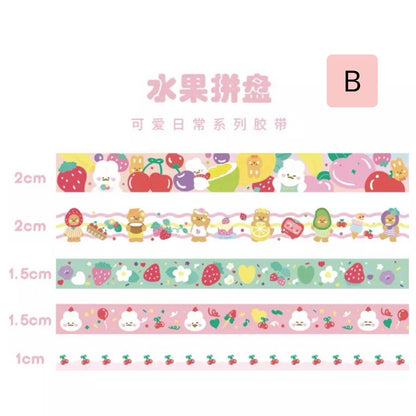 Set 5 Washi Tape + Mini lámina de Stickers