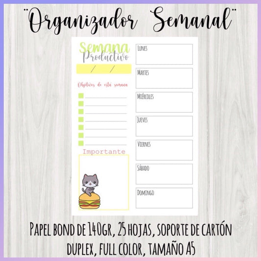 Planner Semanal “Gatitos”, A5