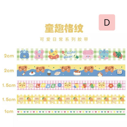 Set 5 Washi Tape + Mini lámina de Stickers