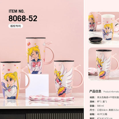 Taza + Tapa Hermética + cuchara “Sailor Moon”, material Cerámica, 580ml