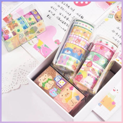 Set 5 Washi Tape + Mini lámina de Stickers