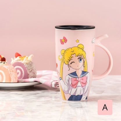 Taza + Tapa Hermética + cuchara “Sailor Moon”, material Cerámica, 580ml