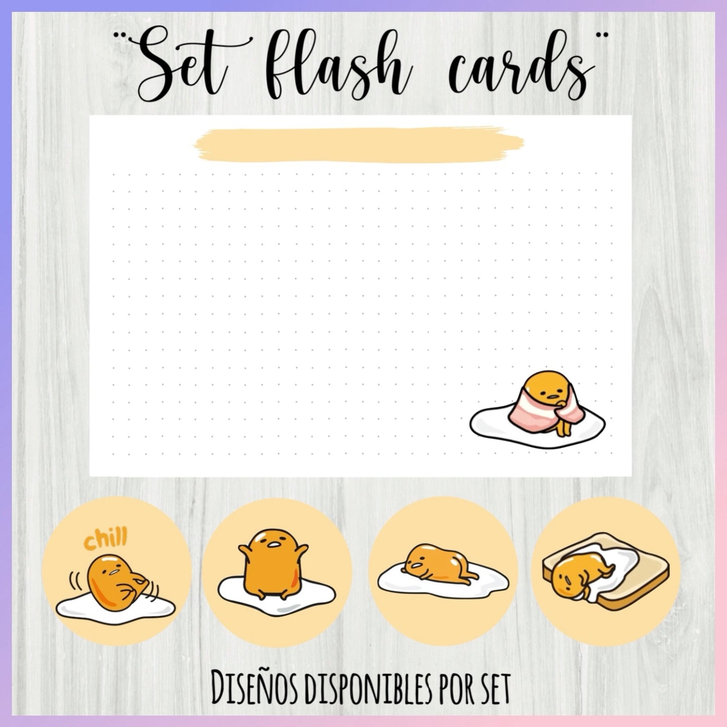 Set de 25 Flash Cards “Gudetama”