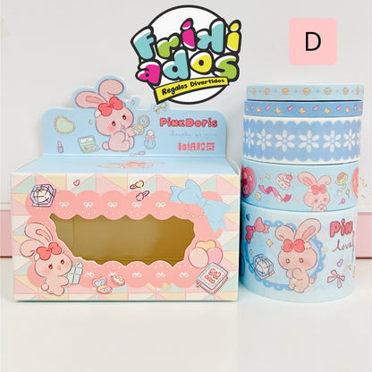 Set 5 Washi Tape con destellos Plateados.